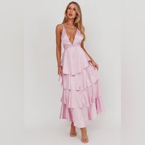 NWT SAINTS & SECRETS Auguste Tiered Frill Strappy Back Dress Lilac